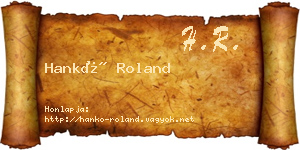 Hankó Roland névjegykártya